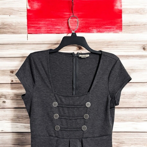 Bella Du Jour Gray Square Neck Dress L (Runs Small) Summer Casual Work Beach - Picture 4 of 6